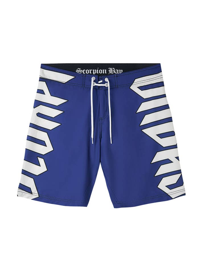 Men's printed "Gothic Lettering" board shorts for wholesale by Scorpion Bay