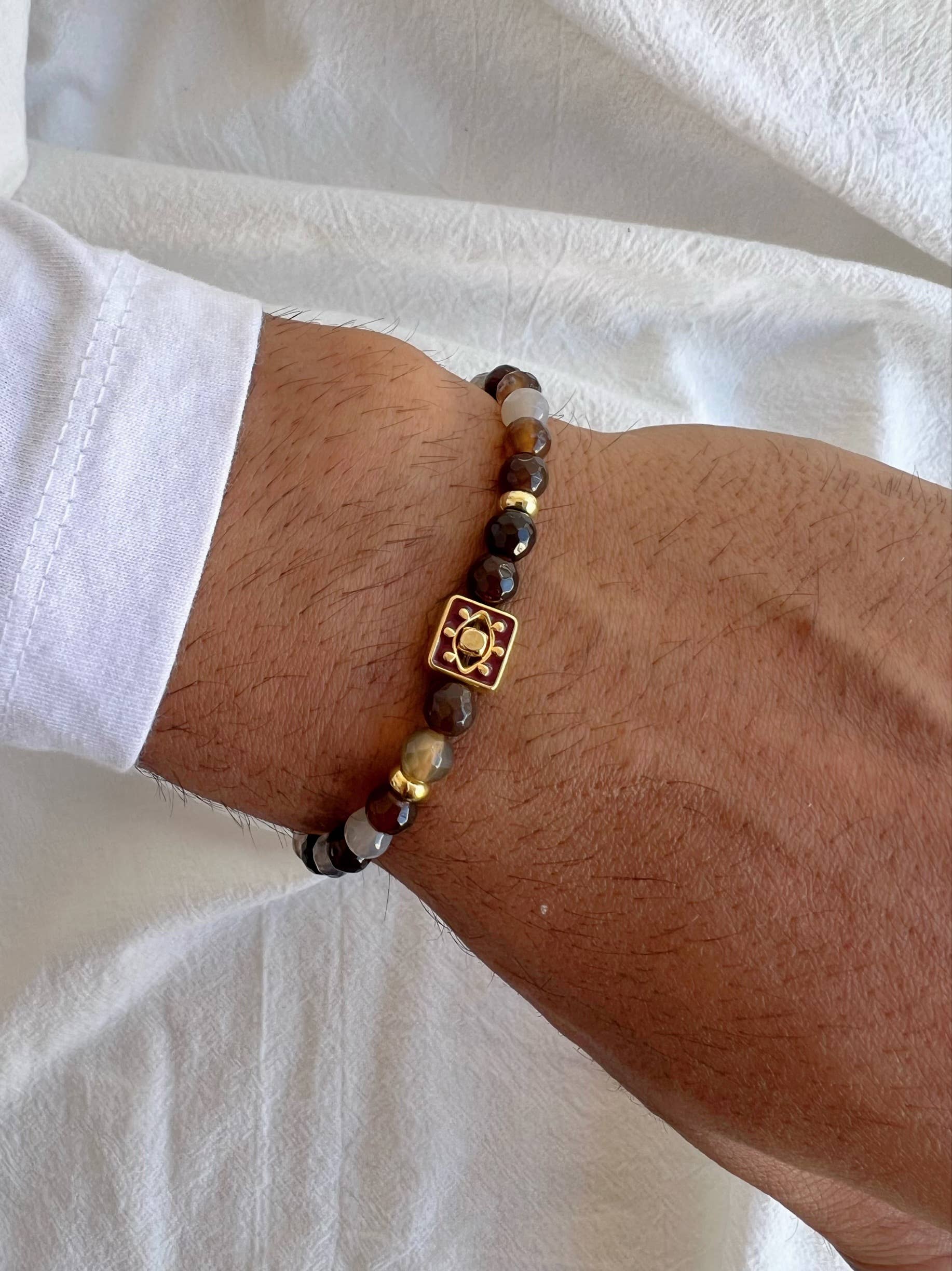 Christina Christi - Wholesale Jewelry - Men's - Agate Beaded Bracelet Men, Evil Eye Beaded Bracelet, Ethnic1