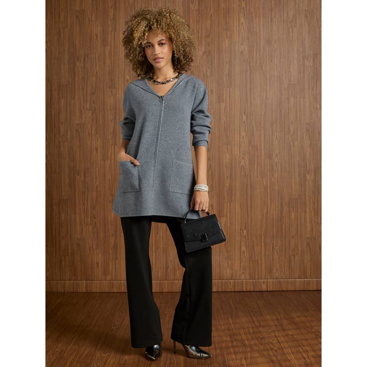 COCO + CARMEN - Wholesale Jacket - Women's - Heavenly-Luxe Zip Front Hooded Cardigan with Pockets3