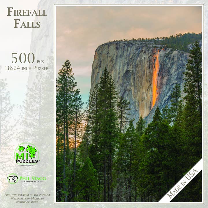 Firefall Falls - Parc national de Yosemite - Puzzle californien de 500 pièces pour la vente par Phil Stagg Photography