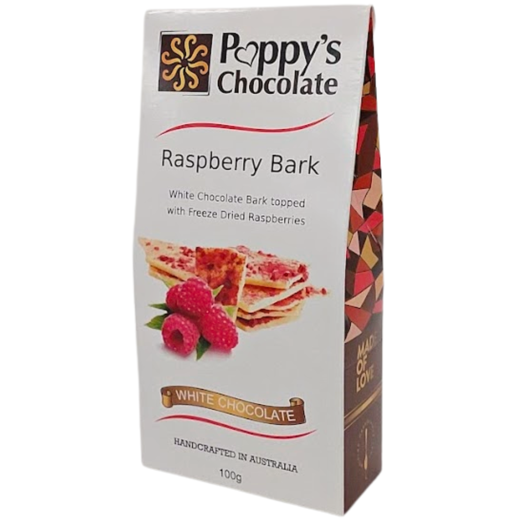 Poppy's Chocolate - Wholesale Chocolate bar - Raspberry and White Chocolate Bark 100g4