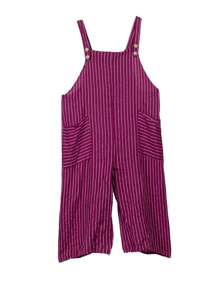 Salopette Cosima a righe in rosa rapsodia per la vendita all'ingrosso da parte di Caposhie