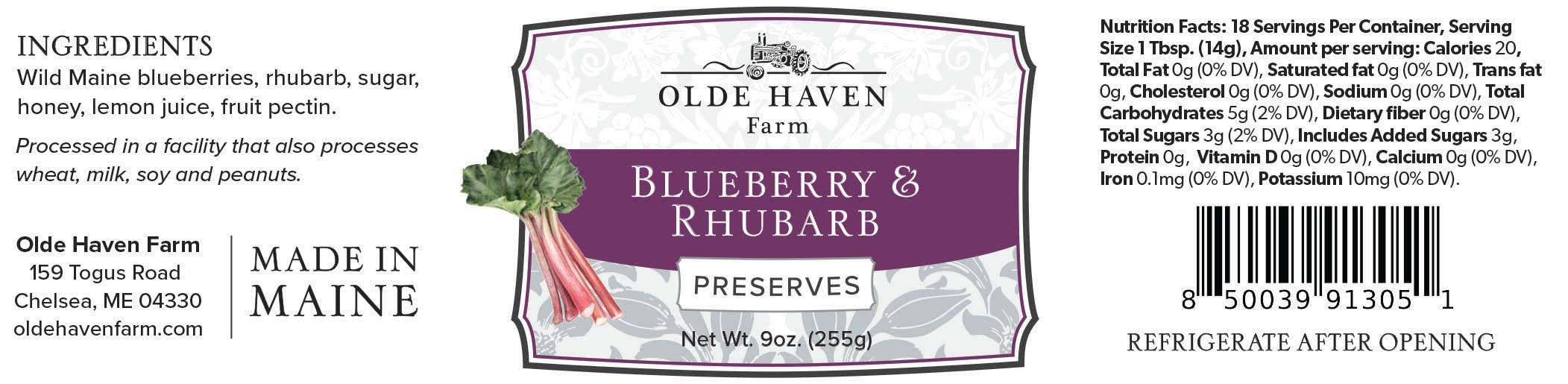 Olde Haven Farm - Wholesale Preserves - Blueberry Rhubarb Preserves 9oz2