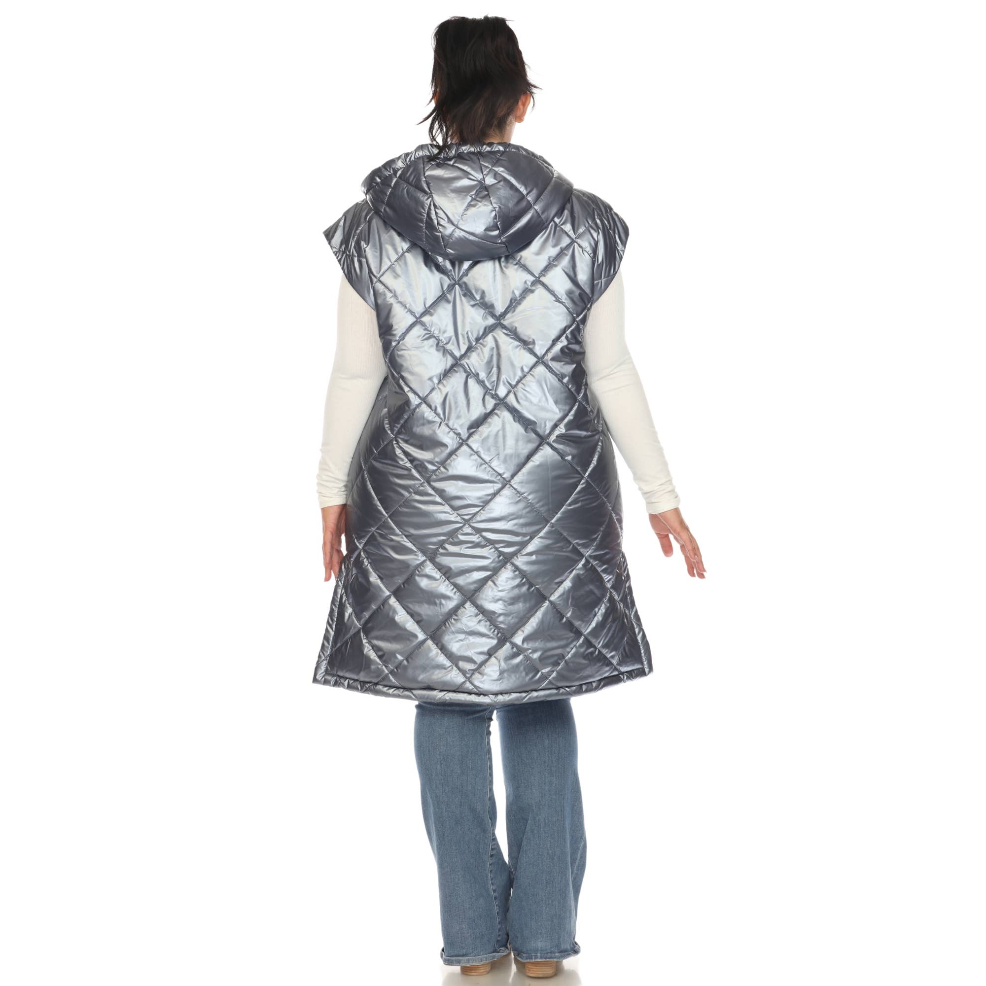 WHITE MARK - Wholesale Outerwear Vest - Women's - Plus Size Metallic Diamond Puffer Vest11