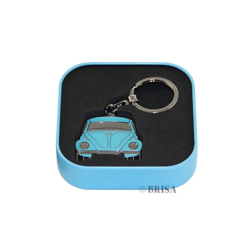 VW Collection by BRISA - Wholesale Keychain - Unisex - VW Beetle Key Ring in Gift Tin - Blue1