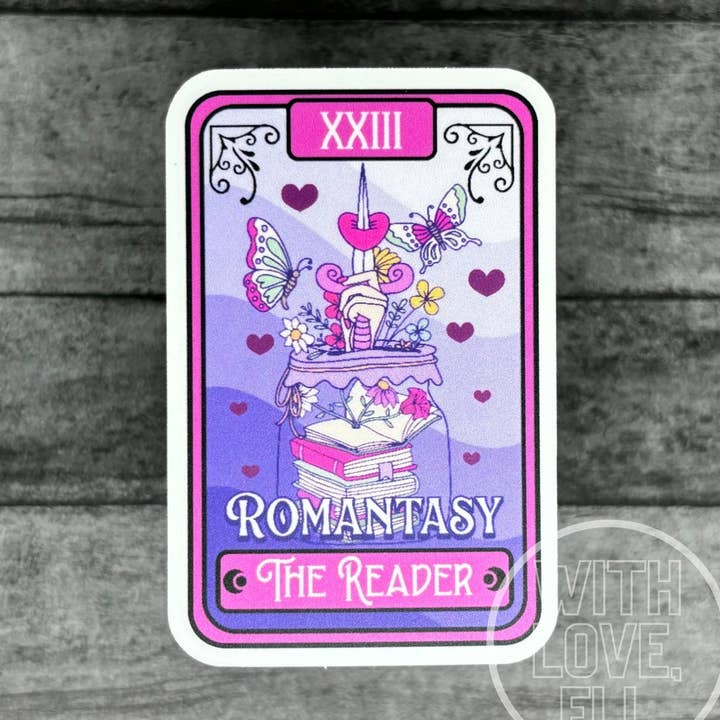 Handmade Vinyl sticker - "Romantasy The Reader" for wholesale by With Love, Ell