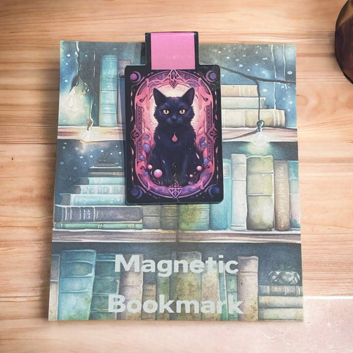 Lovely illustrated printed Black Cat Tarot Card Lantern Magnetic bookmark, Page Saver, Book Lover Gift, for wholesale by simply creative