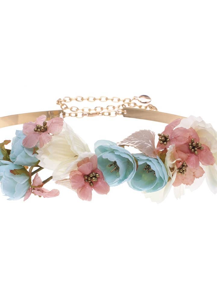 Elsie Multicolor Water Green Flowers Belt. for wholesale by Flormoda