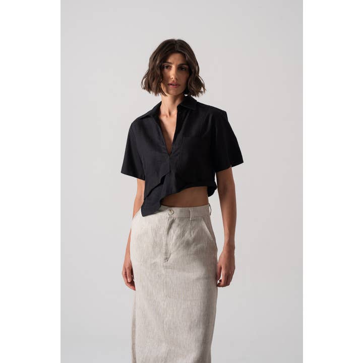 Zinnia Cropped Top in Black for wholesale by LUXMII