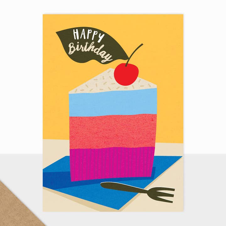 Laura Darrington Design Ltd – wholesale Birthday card – Bloom - Happy Birthday (Cake Slice)