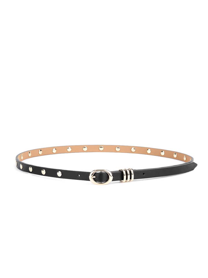 Classic Studded Skinny Belt in Black for wholesale by Ettika