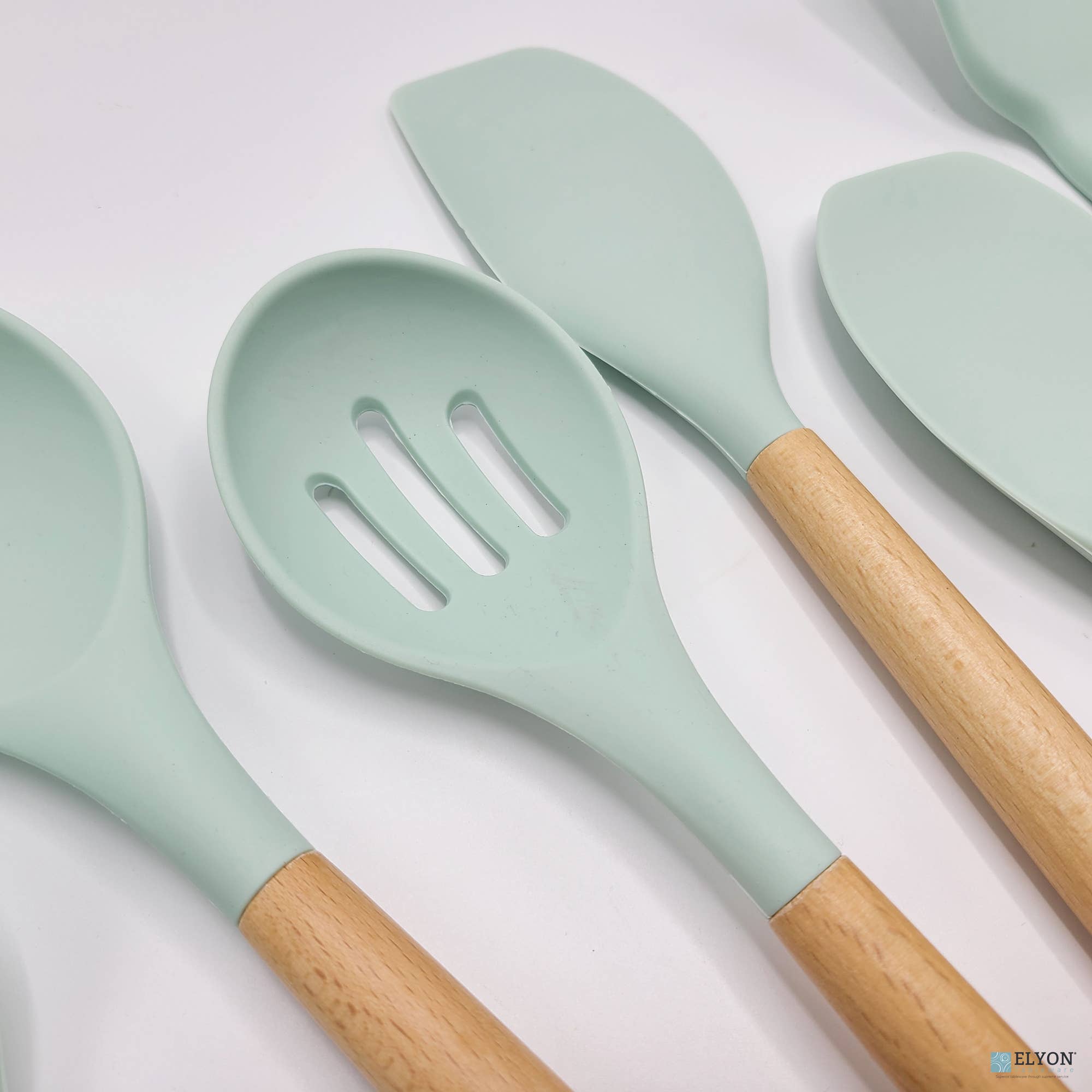 Elyon Tableware® - Wholesale Kitchen Utensil Set - 9 Piece Colored Silicone Kitchen Utensils Set - Wood Handles13