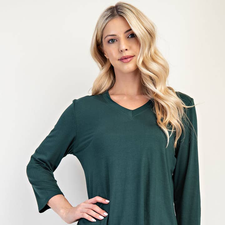 V-NECK CLASSIC 3/4 SLEEVE TOP -CT43929 and other Purchase Wholesale ln159. Free Returns & Net 60 Terms on Faire trending on Faire.