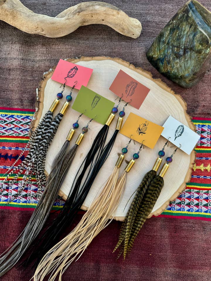 Brincos de penas Bullet Shell por atacado de Feather Mija