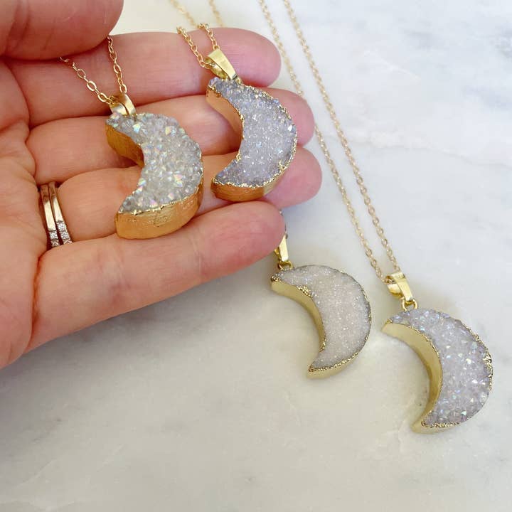 Druzy Moon Pendant Druzy Moon Pendant