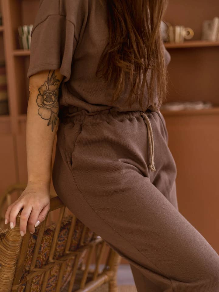 Loungebroek / Katoen Brei - Taupe voor wholesale door Evelina Apparel