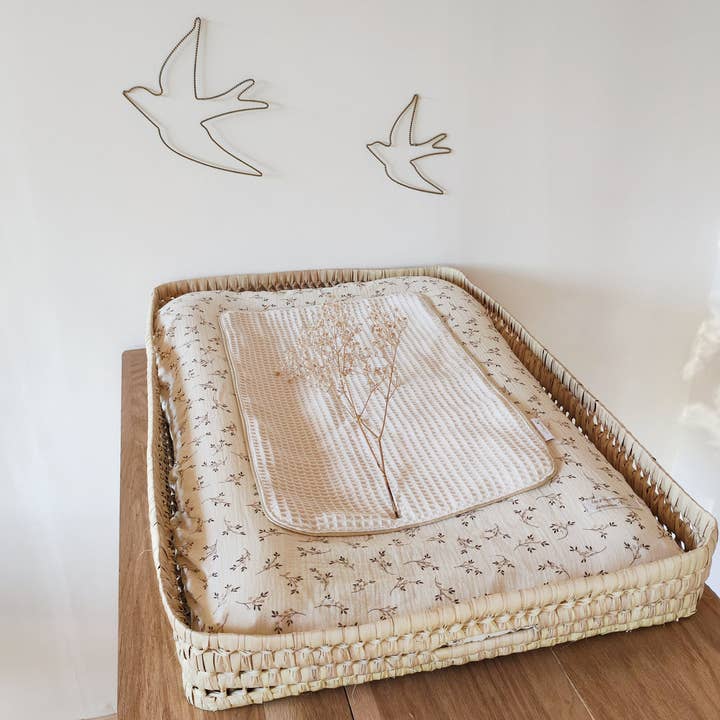 Cestino per pannolini rettangolare «Eglantine» in garza di cotone biologico per la vendita all'ingrosso da parte di Les p'tites Merveilles de Bérénice