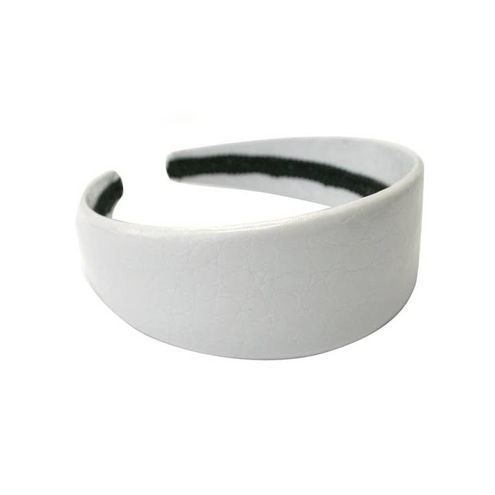 Mia Headband - Faux Alligator Wide Headband-White for engroshandel hos Mia