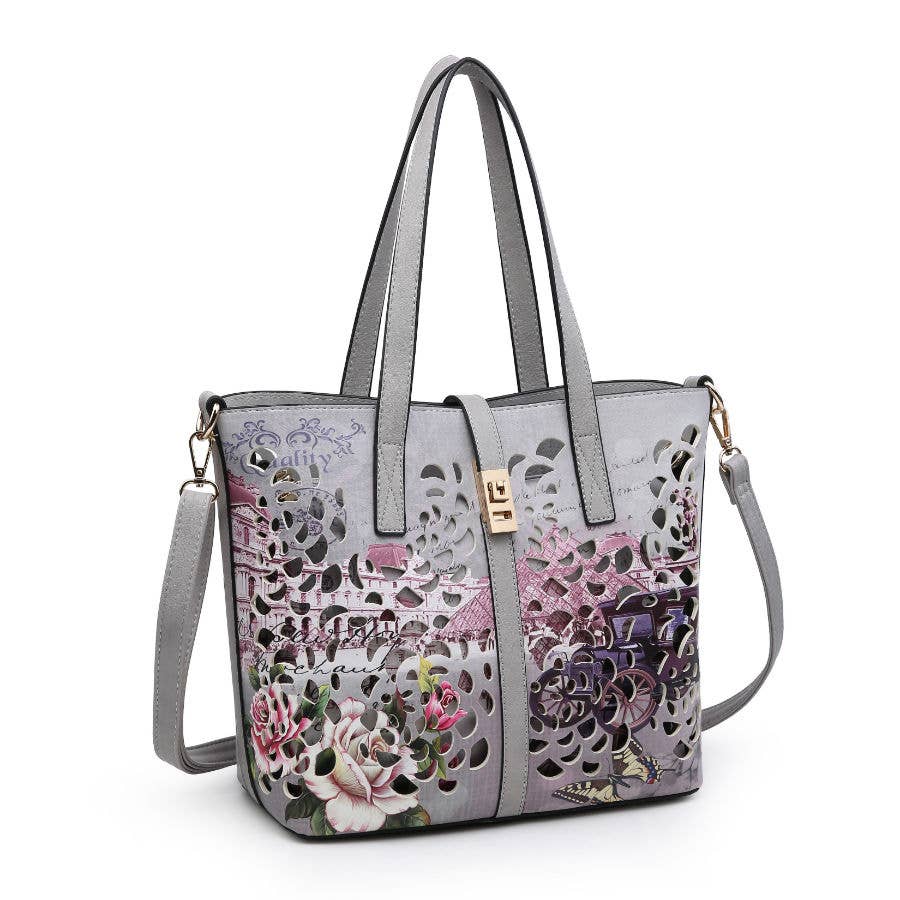 Papaya Fashion Ltd - Venta al por mayor Bolsa de asa- Mujer - Bolso de mano W1342 (YS1342) 2 en 1 cortado con láser con cierre abatible6