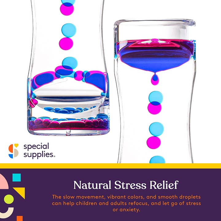Special Supplies - Wholesale Fidget Toy - Kids - Special Supplies Liquid Motion Bubbler Toy (1-Pack) Colorful Hourglass Timer with Droplet Movement, Bedroom, Kitchen, Bathroom Sensory Play, Cool Home or Desk Decor (Purple)3