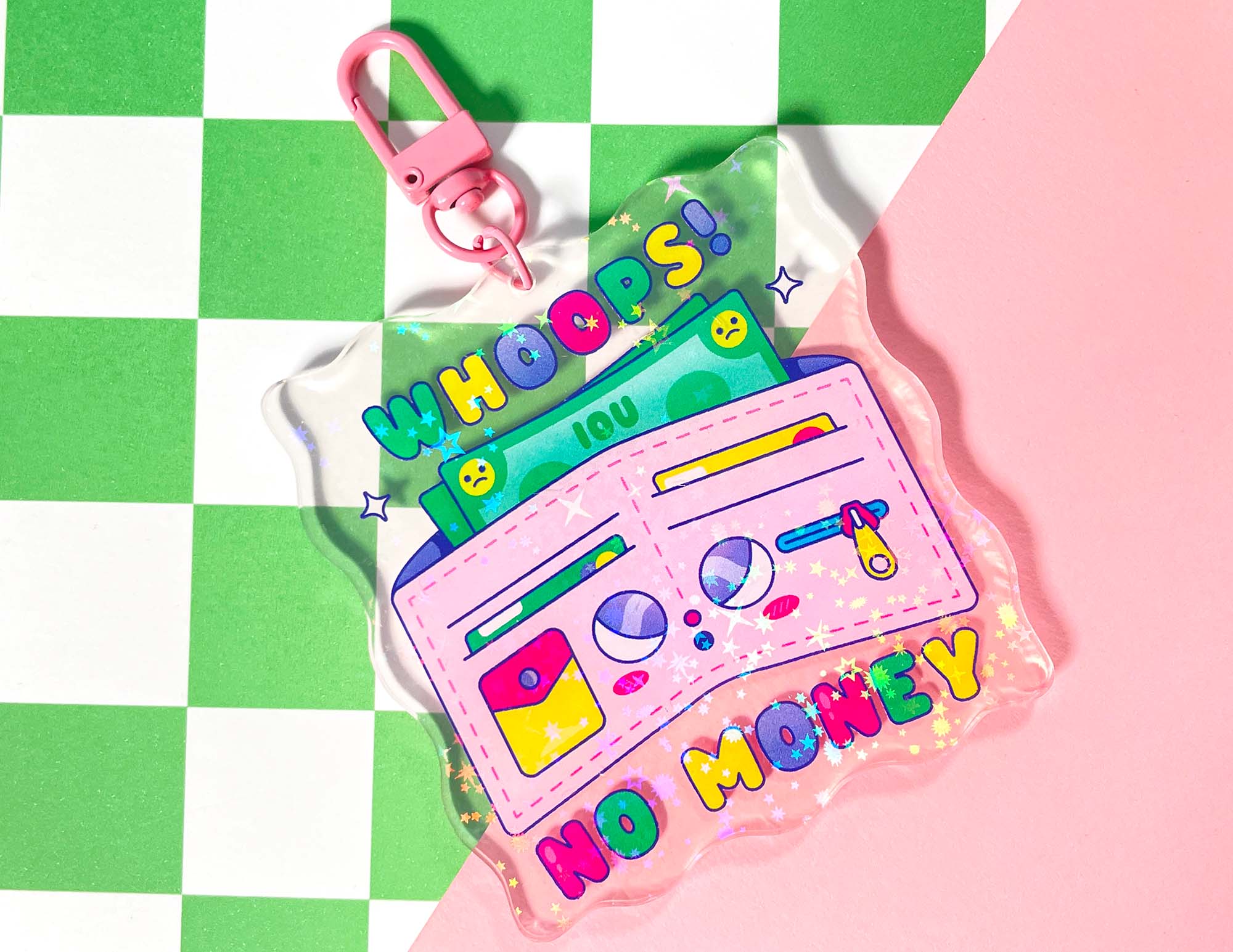 Kidnichols - Wholesale Keychain - Women's - Whoops! No Money Acrylic Keychain | Holographic Keychain1