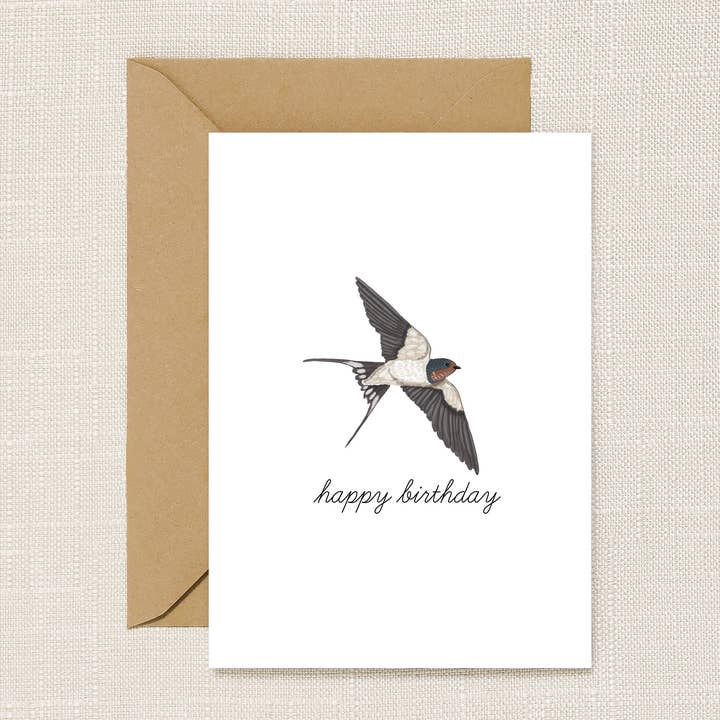 Swallow Bird Greeting Card for wholesale by HeatherLucyJ Design
