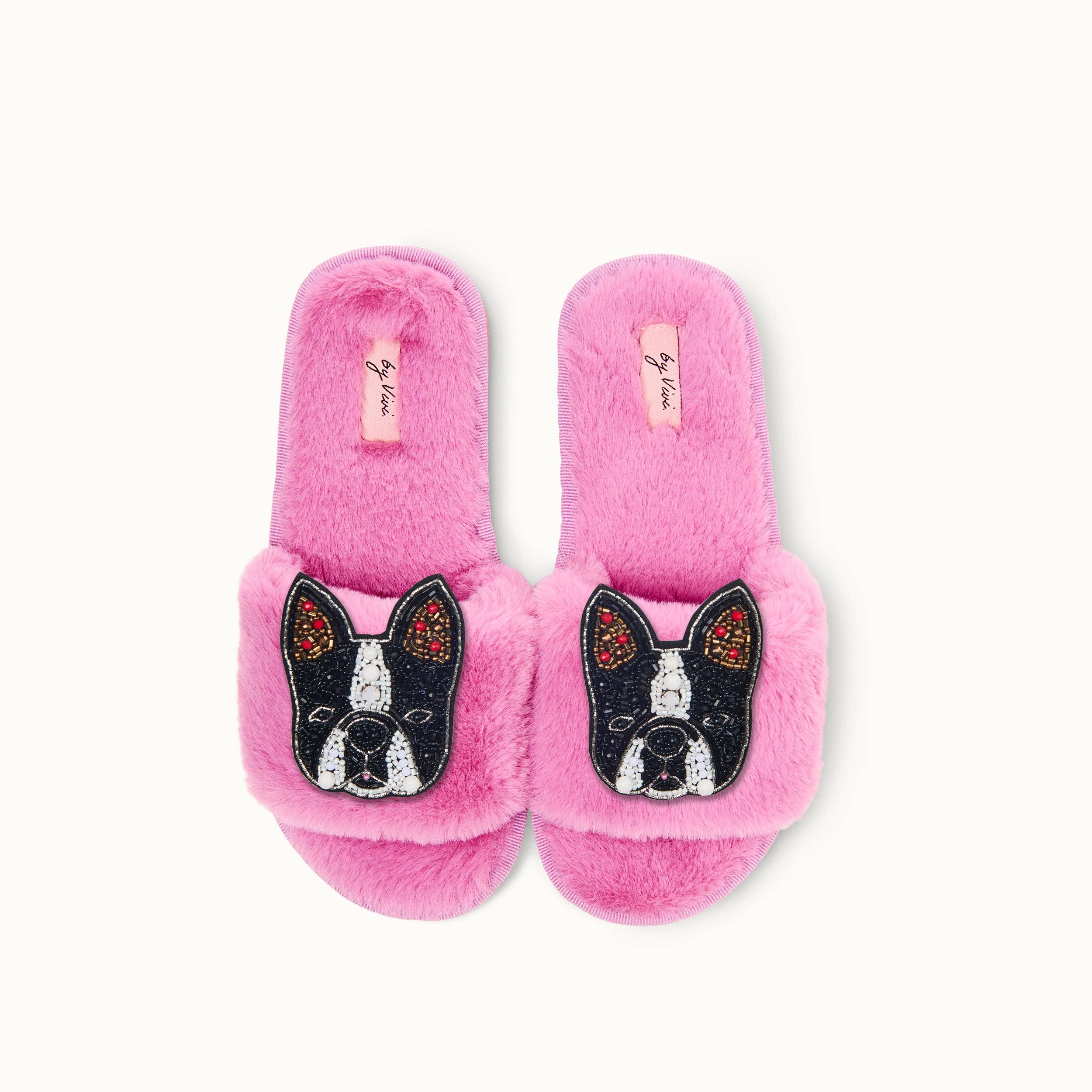 by Vivi. – Großhandel Hausschuhe – Damen – Broschenpaar für Slipper: Bulldogge1