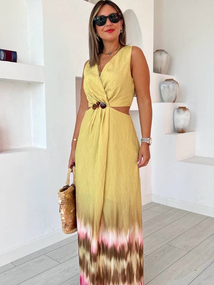 SIENNA Tie and Dye fluid and long summer dress for wholesale by MAXMILA PARIS