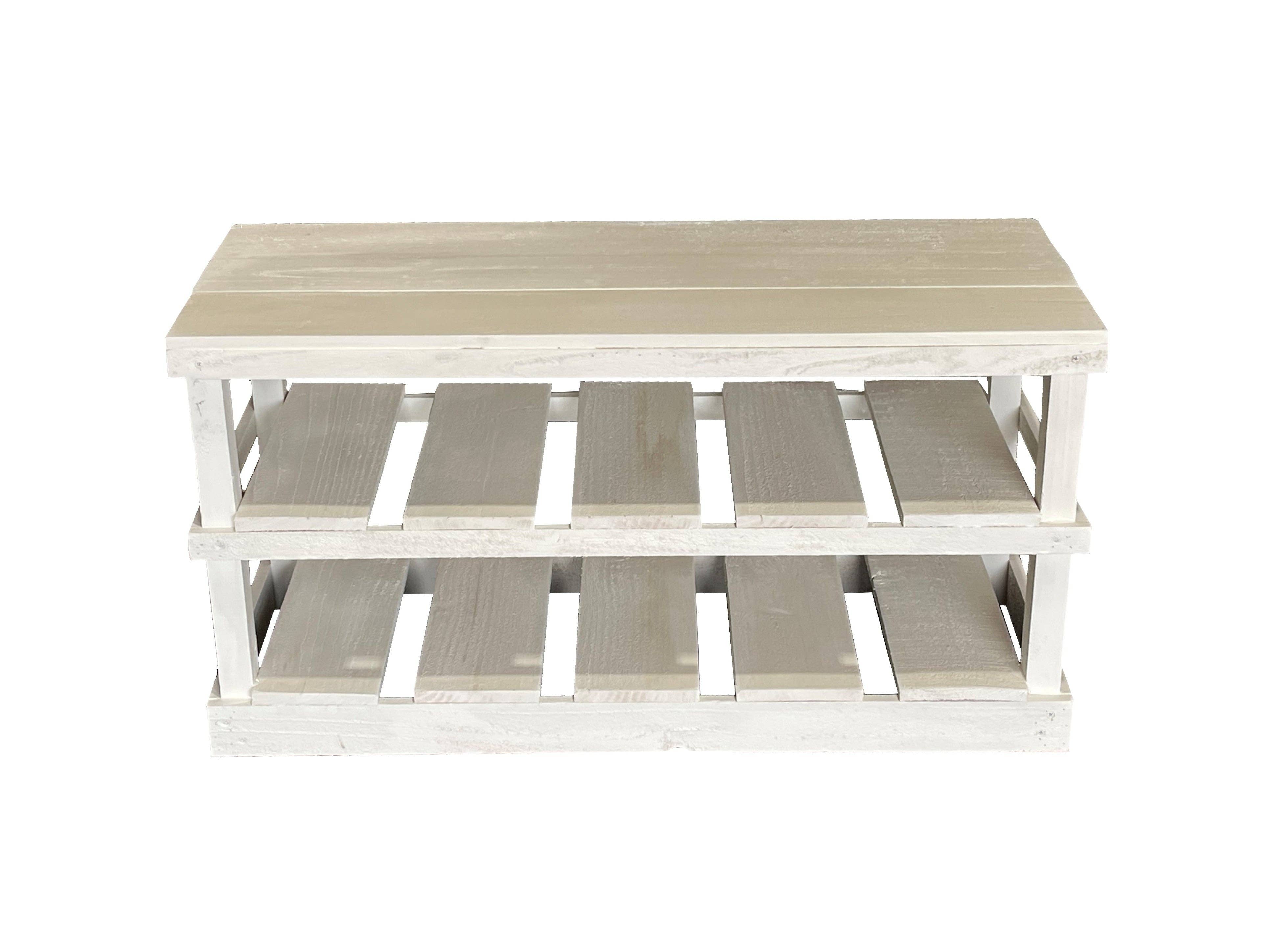 Intrinsic Haven - Vente Étagères à chaussures - Banc-rangement rustique en bois à deux étages pour chaussures11