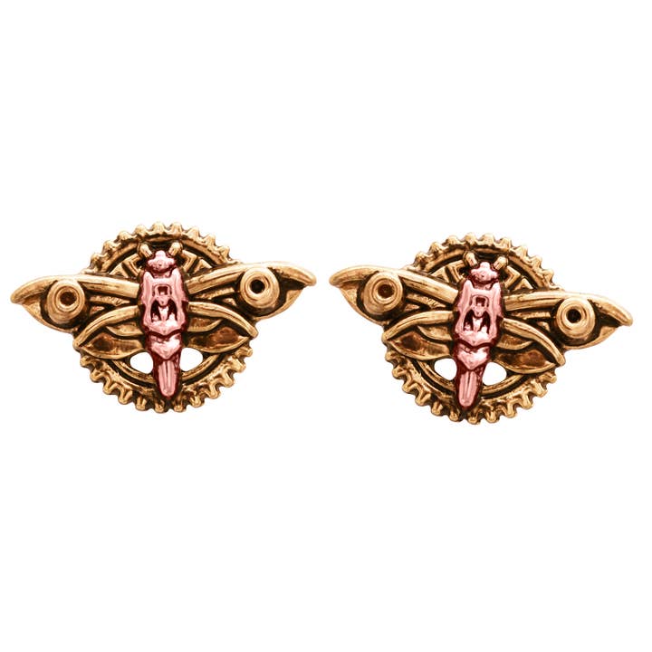 Magradore's Moth - Engineerium Steampunk Stud Earrings for wholesale by Eastgate Resource
