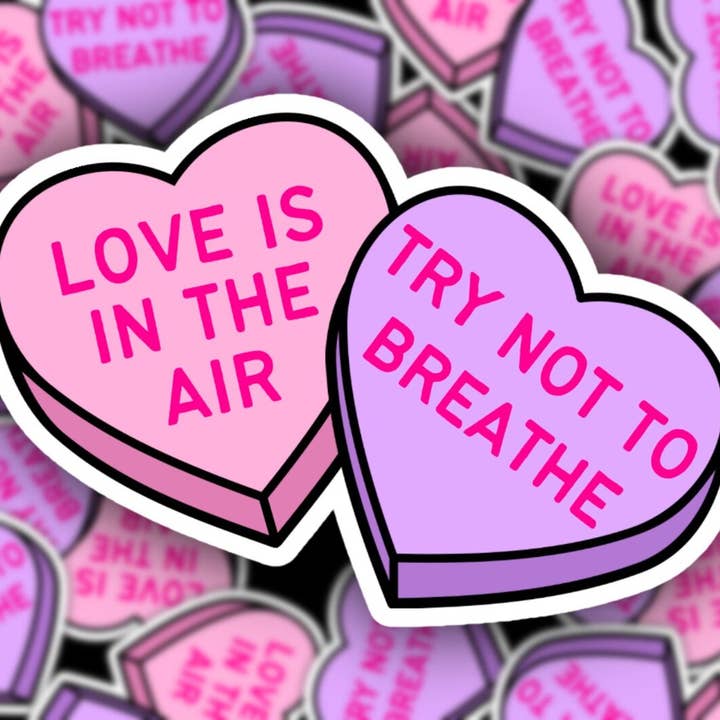Anti Valentine Sticker Love is in the Air Try Not to Breathe for wholesale by Pretty Toxic Stickers