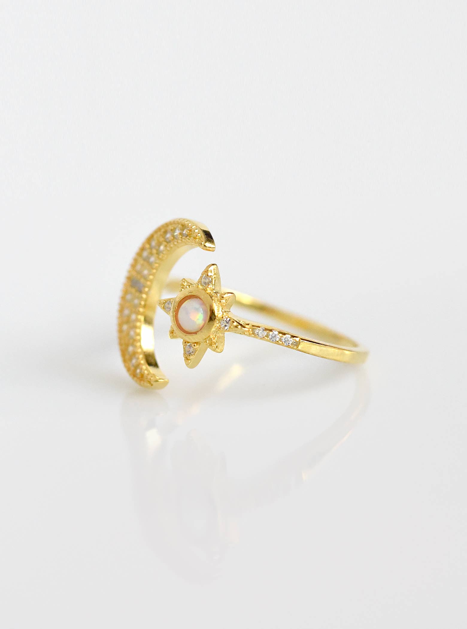 FELIX Z DESIGNS - Wholesale Cocktail/Statement Ring - 925 Adjustable CZ Crescent and Star Ring2