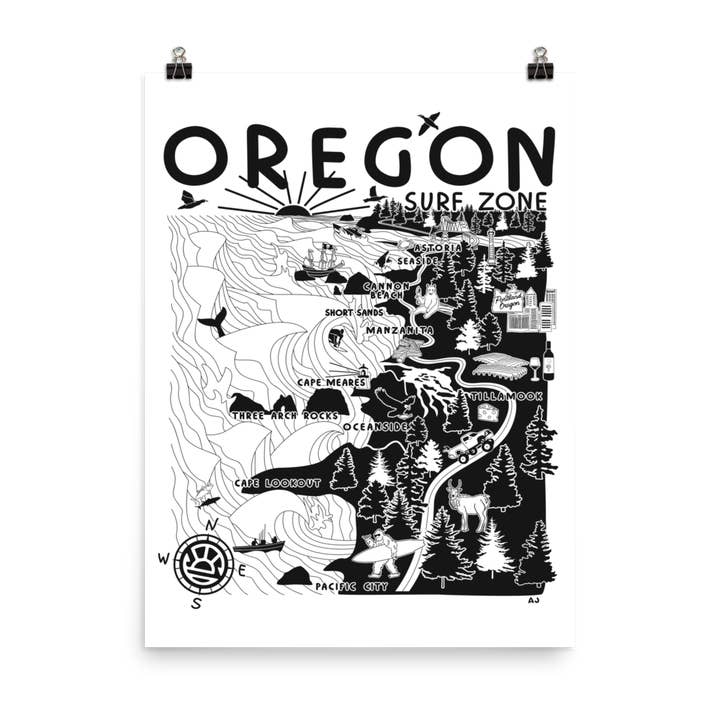 Poster della mappa dell'OREGON per la vendita all'ingrosso da parte di Distant Local