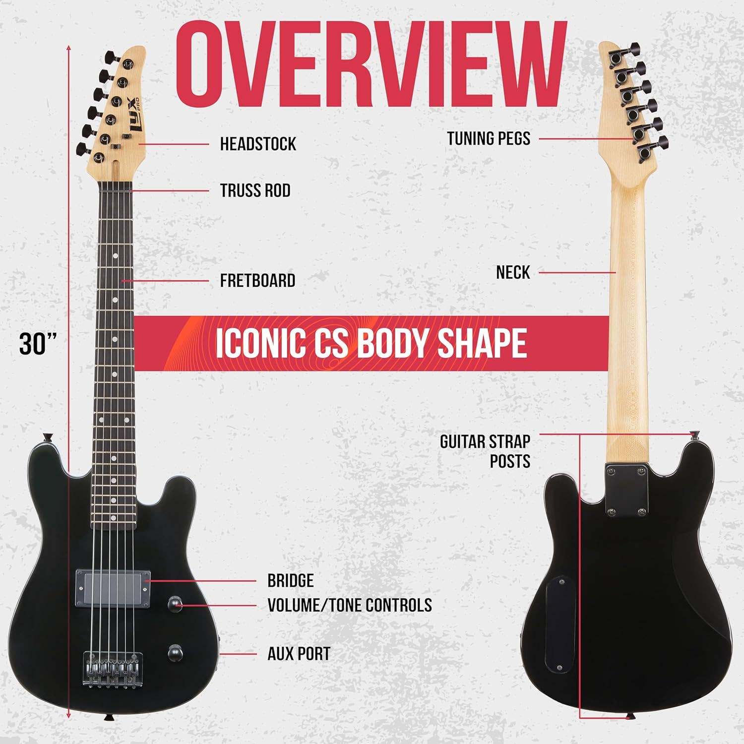 LyxPro – wholesale Musical instrument – CS 30” Beginner Electric Guitar Kit with Guitar & More!15
