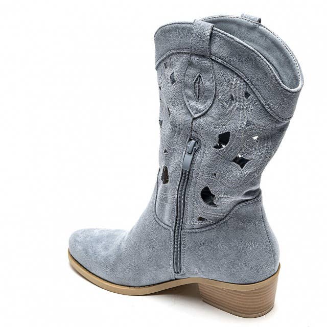 No Doubt Shoes - Wholesale Cowboy Boots - Women's - WOMENS CUT OUT DETAIL EMBROIDERED BLOCK HEEL COWBOY BOOTS13