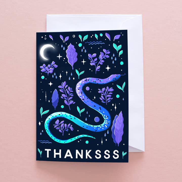 Thanksss Snake Greetings Card for wholesale by Papio Press