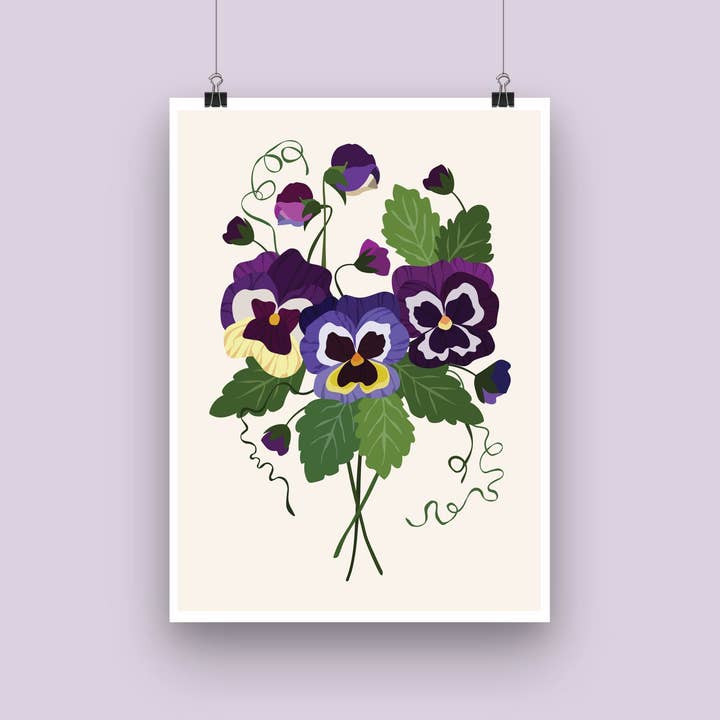 'Pansy' Flower Art Print for wholesale by Joanne de Pace Design Studio