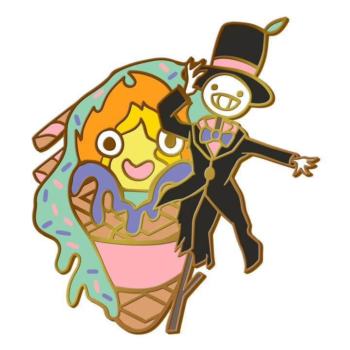 Naytendo - Wholesale Lapel Pin/Button - Studio Ghibli Calcifer and Turnip Head Ice Cream Enamel Pin