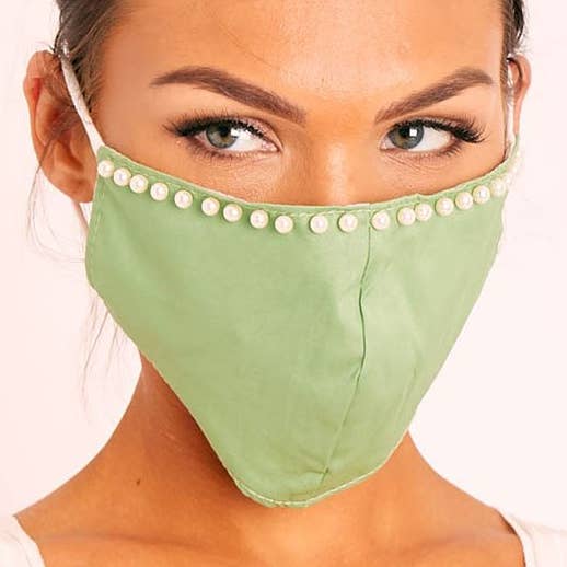 Verde Maschera viso con dettagli di perle verdi - Lula in vendita all'ingrosso su Faire0