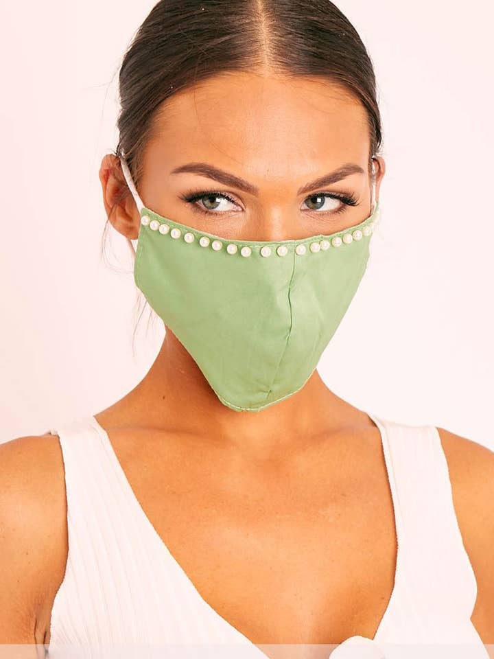 Gesichtsmaske mit grünen Perlen - Lula für den Großhandel von Rebellious Fashion