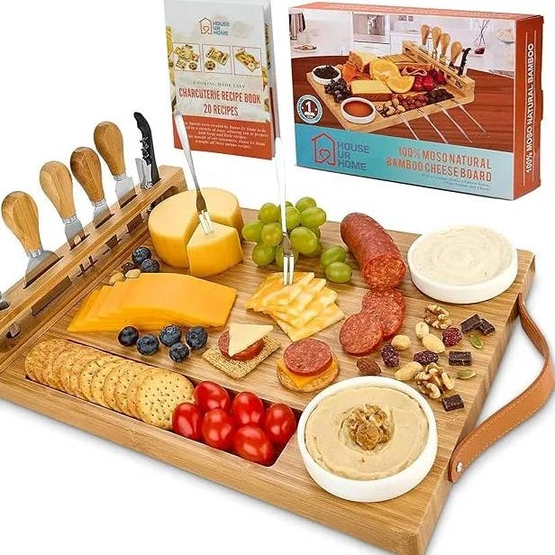 Bamboo Charcuterie Board - Exquisite Cheese Board and Knife for wholesale by Merchandise Unlimited