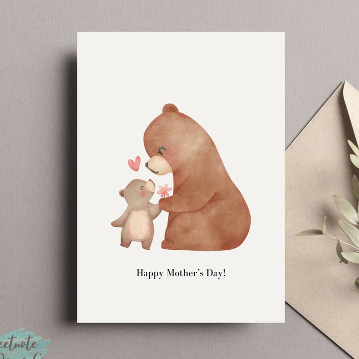 Happy Mother's Day Card- Cute Bears for wholesale by SweetNotePaperCo