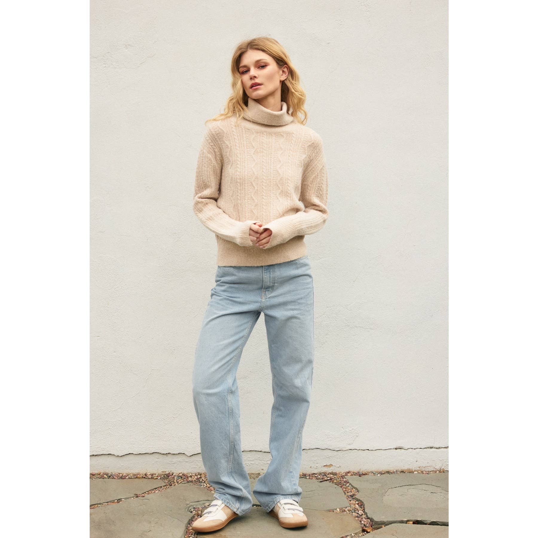 Dress Forum - Wholesale Knit Sweater - Women's - Fluffy Cable Detail Turtle Neck Sweater18