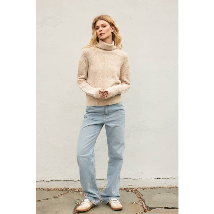 Dress Forum - Wholesale Knit Sweater - Women's - Fluffy Cable Detail Turtle Neck Sweater18