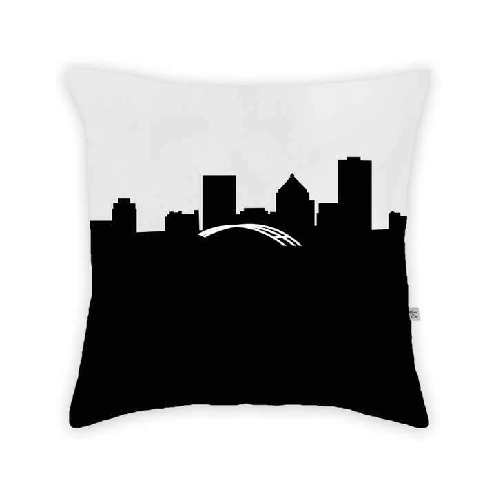Rochester NY Skyline Large Throw Pillow for wholesale by Anne Cate