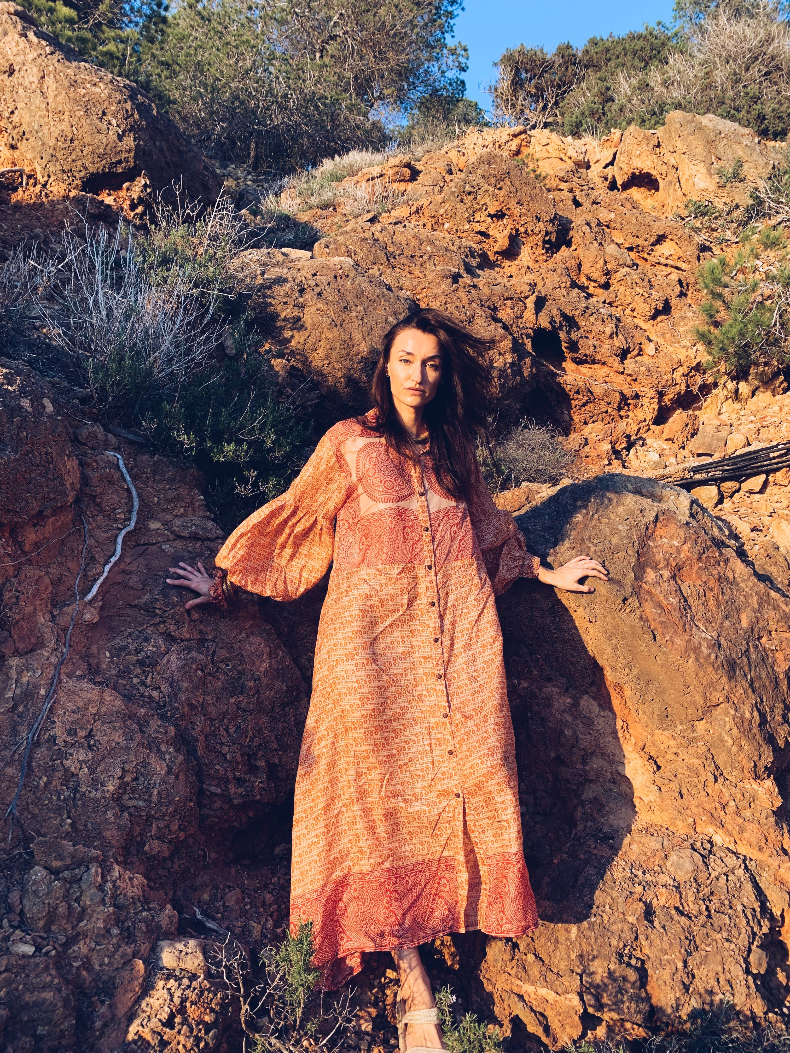 Vagabond Ibiza - Wholesale Dress - Women's - The Lenya Dress– Up-cycled Vintage Sari Dress 1