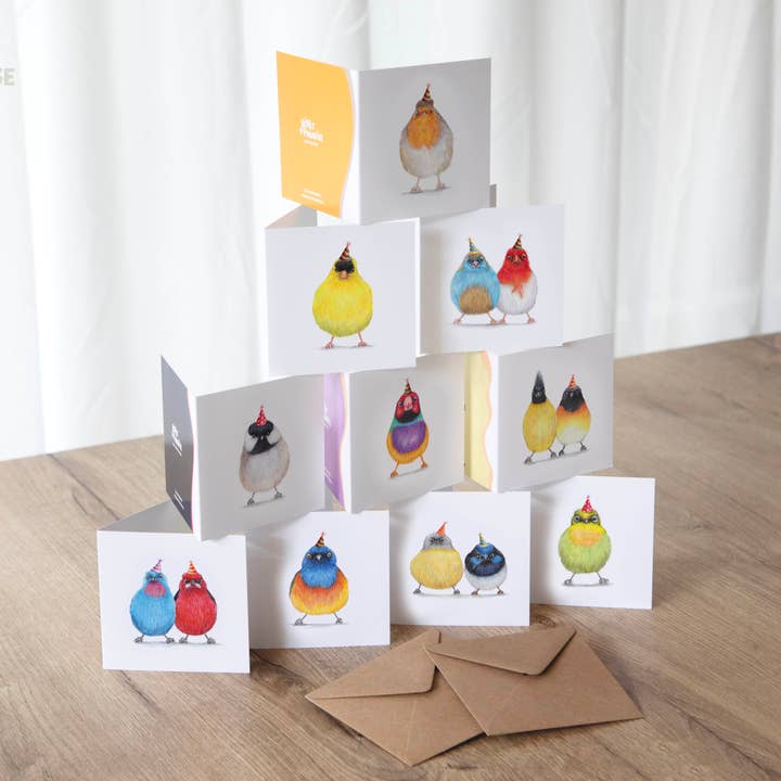 Beast of Paradise - Vendita all'ingrosso Biglietti di auguri - Biglietti di Auguri con Uccelli, Set di 10 Biglietti, Biglietti di Auguri con Animali