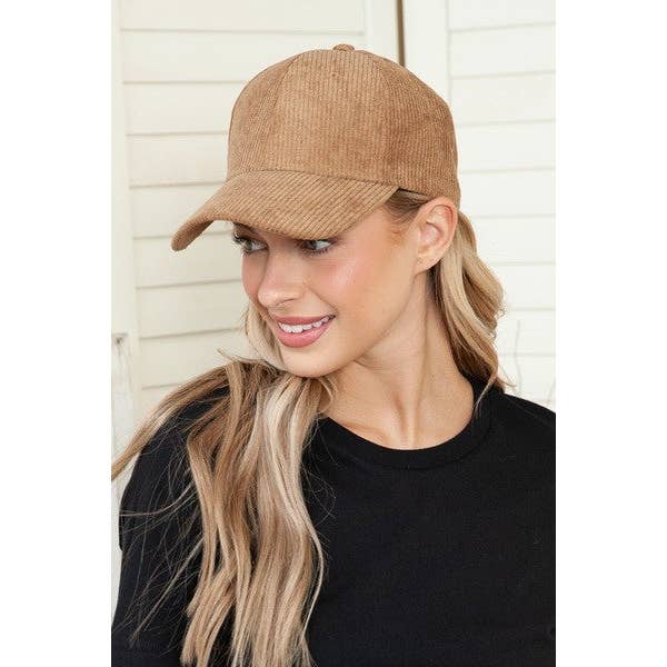 JOSSLYN by wall to wall - Wholesale Baseball Cap - Women's - PLAIN CORDUROY BASEBALL CAP | 40CP01612