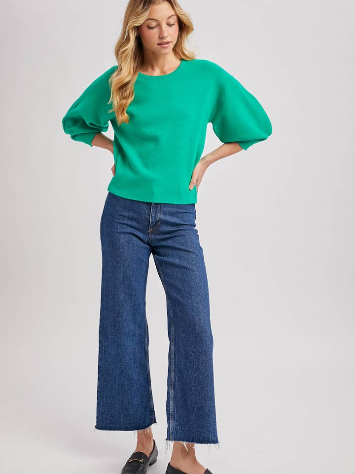 Bluivy - Wholesale Knit Sweater - Women's - PUFFED 3/4 SLEEVED KNIT SWEATER TOP26