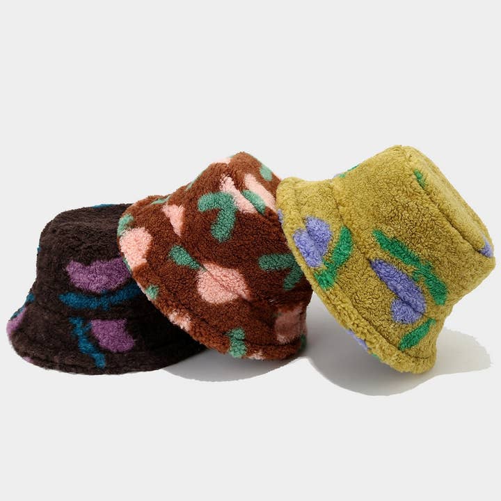 ACCITY - Wholesale Bucket Hat - Women's - Winter Plush Printed Bucket Hat for Women_CWAH046173